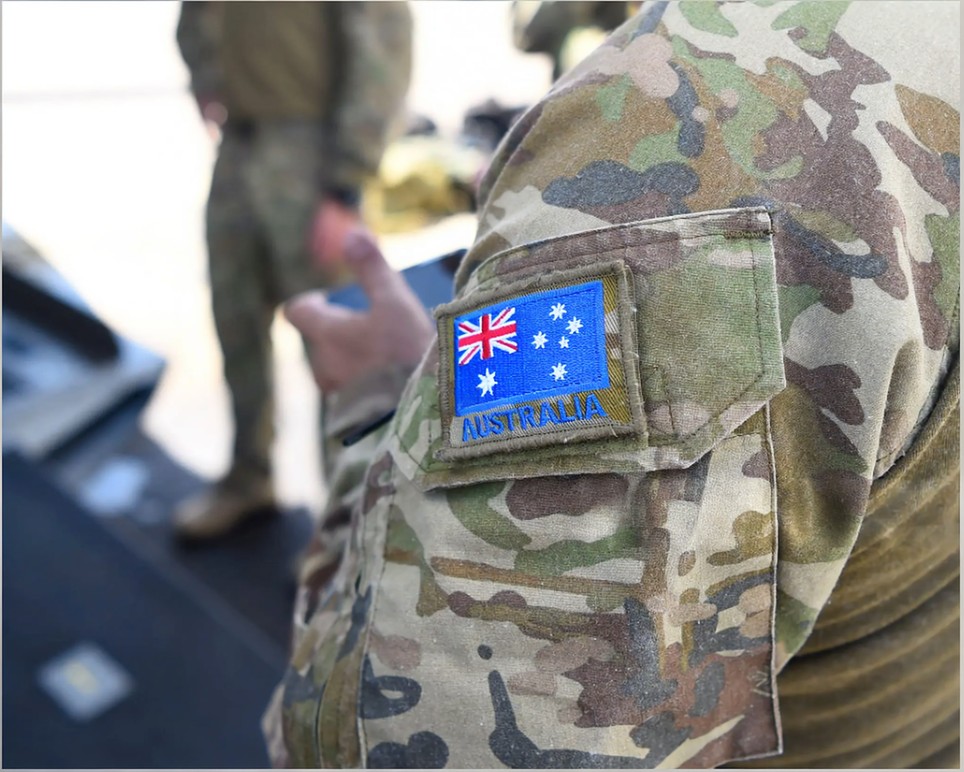 Australian Defence Force uniform sleeve with the national flag patch